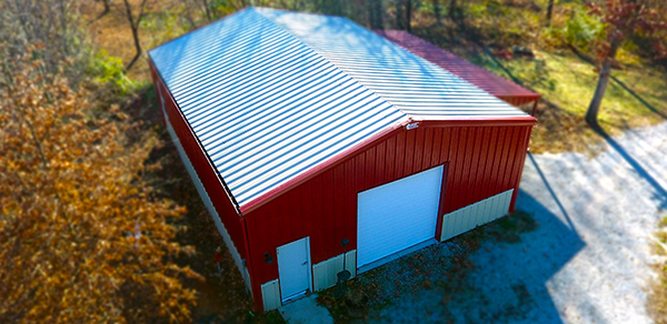 Centra Series Metal Building with Red Metal Siding and White Metal Roofing