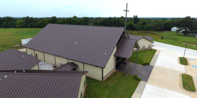 Bronze Central Snap Roof, Light Stone M-Loc Walls