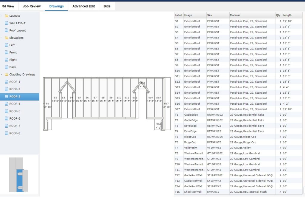 Customize Every Panel or Trim Piece and Check Counts, Roofing Passport Tool
